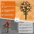 Artificial Flowers for Outdoors, Faux Outdoor Plants Fake Plants Topiary Balls Artificial Outdoor Set of 2 with Ground Spike for Home Front Porch Patio Garden Decor (Tangerine)