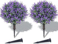 PATIO CHOICE Artificial Topiary Boxwood Ball Trees with Lavender Set of 2 22" Artificial Faux Plants Realistic Bushes Fake Shrubs Decorations for Outdoor Indoor Front Porch Garden