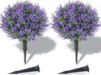 PATIO CHOICE Artificial Topiary Boxwood Ball Trees with Lavender Set of 2 22" Artificial Faux Plants Realistic Bushes Fake Shrubs Decorations for Outdoor Indoor Front Porch Garden