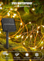 Solar String Lights Outdoor Waterproof, 2 Packs Total 132 Ft 400 LED Solar Fairy Lights with 8 Modes, Twinkle Solar Powered Outdoor Lights for Patio Yard Trees Wedding Christmas, Warm White