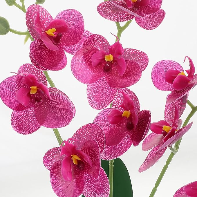 LALAFINA Artificial Phalaenopsis Orchid Stems Purple Silk Faux Flowers Bouquet for Indoor Home Decor Living Room Office Event Decoration
