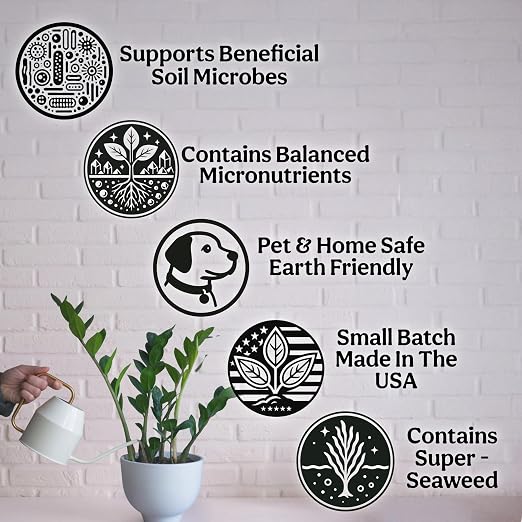Organic Liquid Indoor Plant Food, Houseplant, Tropical & All-Purpose Indoor Plant Fertilizer, Organic Liquid Fertilizer 5-5-5 with Sea Kelp (32oz)