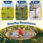 VIVOHOME Bird Bath for Outside, Polyresin Pedestal Bird Baths for Outdoor, Garden, 28 Inch Height Weather-Resistant Birdbaths with 20" Bowl, Antique Copper