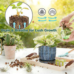 Ceramic Plant Pots, 4.5+5.5 Inch Small Plant Pots, Flower Pots Indoor Planters with Drainage and Tray, Modern Indoor Plant Pots for Home and Office, Indoor Planters with Drainage (Glaze Blue)