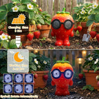 Solar Garden Statue,Cute Outdoor Statue with LED Light, Outdoor Decor for Patio,Balcony,Yard,Lawn Ornament,Birthday Gifts for Mom Grandma (Strawberry)