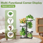 iDavosic.ly Plant Stand Indoor Outdoor, 3-Tier Tall Metal Flower Shelf for Heavy-Duty Large Planters, Corner Orchid Display Rack for Living Room Balcony Patio Porch, Space Saving, Modern Black