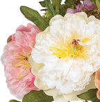 Nearly Natural Mini Artificial Peony Floral Arrangement, Faux Flowers for Table Shelf Decor, Assorted Colors