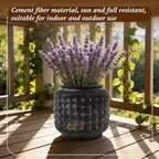 FillTouch 1 Pcs Rustic Hobnail Planter Pot, 7.5" Indoor Outdoor Cement Fiber Flower Pot, Decorative Farmhouse Container for Succulent, Flower & Herb, Vintage Brown Vase for Patio, Balcony Home Decor