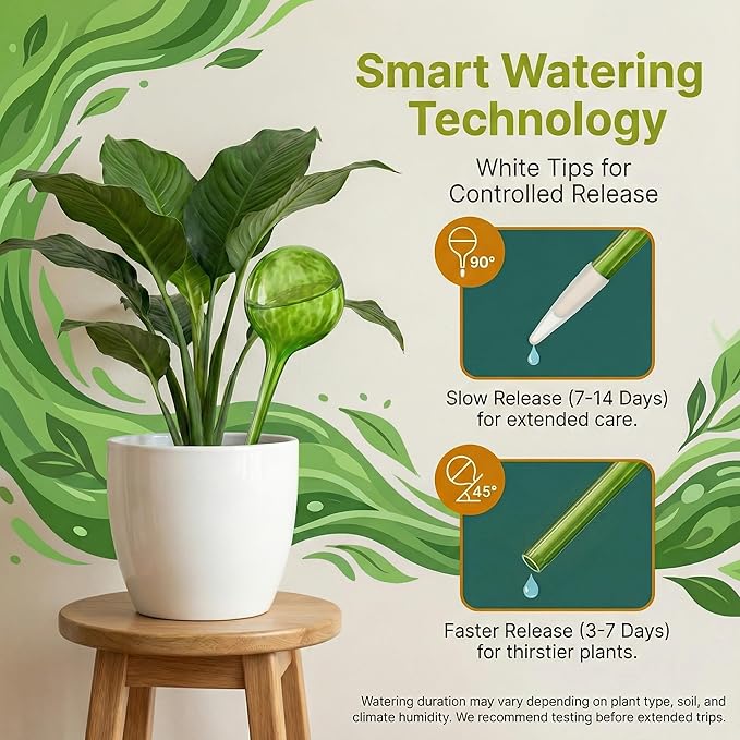 Automatic Plant Watering Globes Self Watering Planter Inserts (Set of 6) | Hands Free Multicolor Glass Bulbs | Planter Spikes to Support Indoor & Outdoor Plant Health (350ml)