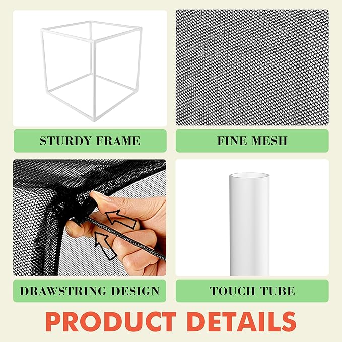 3 Pack Plant Protectors from Animals, 13.8" X 13.8" Detachable Plant Cages for Outdoor Plants with Netting, Square Plant Cages to Keep Animals Out with Ground Stakes (Black)