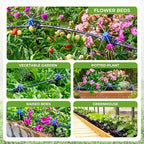 HIRALIY 50FT Garden Drip Irrigation Kit, Automatic Watering System with 5-Way Connector, Quick Connectors, Adjustable Drippers, Raised Bed, Patio