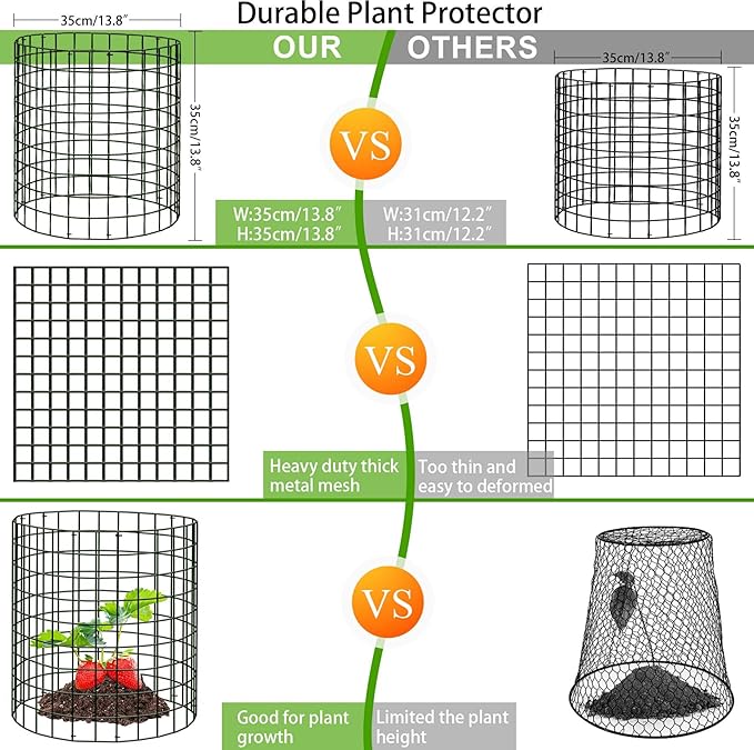 30Pcs Plant Protector from Animals: 10 Pack Metal Mesh Plant Cages to Keep Animals Out - Garden Protection Bunny Barricades from Chicken Squirrels Rabbits for Flowers Vegetables
