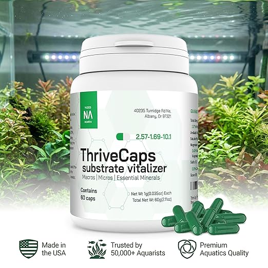 ThriveCaps Aquarium Root Cabs – Premium Root Fertilizer for Live Plants – Slow Release – Strong NPK + Micros – Safe for Shrimp & Snails – 60 Count