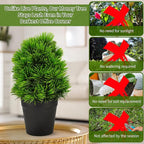 2 Pack Realistic Artificial Potted Plants Simulation Welcoming Pine,9.5" Small Faux Greenery for Desk Office Home Christmas Decorations, Pet Friendly Faux Cedar Shrubs in Pot (Maintenance Free)