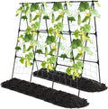OTOSUNNY Garden Trellis for Climbing Plants Outdoor, Cucumber Trellis for Raised Bed Garden, A Frame Vine Plants Support for Vegetable Tomatoes Peas Pole Beans Trellis, 50x48 inch, with Netting, Black