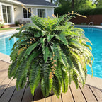2pcs 48in 88 Blades Artificial Boston Ferns for Outdoors Large, UV Resistant Faux Outdoor Plants,Weatherproof Fake Ferns Plants Outdoor Indoor for Garden Porch Patio Home Decor