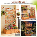 Giantex Raised Garden Bed with Trellis 2 Pack, 72'' Wooden Planter Box Outdoor w/Privacy Screen Roof, Large Vertical Garden Planter w/Drainage Holes for Climbing Plants, Patio Balcony Backyard