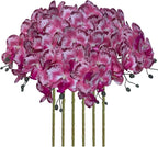 FagusHome 32 Inch Artificial Phalaenopsis Flowers 6 Pcs Artificial Orchid Flowers Stem Plants for Home Décor (Pink Piebald)
