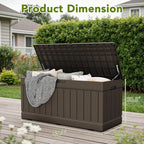 Devoko 78 Gallon Deck Box, Waterproof Resin Outdoor Storage Box for Outside and Patio, Outdoor Storage Bench Lockable for Patio Furniture, Garden Tools and Pool Supplies (Brown, 78 Gallon)