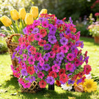Alupssuc 2Pcs 20" Artificial Topiary Ball Flowers for Outdoors, Spring Decoration with Spike, UV Resistant Faux Summer Plants, Fake Bushes Indoor Decor, Red Rose Purple for Garden, Porch & Patio, Home