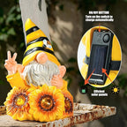 Joint Honglin Garden Sculptures & Statues Resin Summer Bee Gnome with Sunflower, Outdoor Funny Decoration Solar Light Figurine Gifts for Yard, Patio Decor for Mom