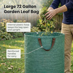 Gardzen 3-Pack 72 Gallon Yard Waste Bags, Reusable Heavy Duty Collapsible Garden Leaf Bags with Plastic Ring, Stand-Up Yard Waste Bin for Leaves, Lawn Debris & Grass Clippings