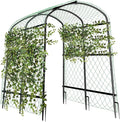 unho 63inch Metal Garden Trellis Arch for Climbing Plants - Polyethylene-Coated Anti-Rust, Heavy Duty, Wide Walk-Through Outdoor Arch with Net, for Cucumber Tomato Squash Zucchini Peas Grape Flowers