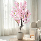 Faux Modern Pink Cherry Blossom Tree 7ft(84in)Tall Artificial Japanese Sakura Tree Decor Natural Fake Pink Floral Tree for Wedding Realistic Silk Plant in Pot for Home Living Room,Office,Outdoor Decor