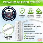 White Mason Line String Line - 36 Roll Pack - #18 Braided Nylon String - 1000 Ft Length Per Roll - Nylon Twine for Gardening Or Masonry Tools - Perfect Construction String for A String Level
