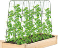 Cucumber Trellis for Raised Bed, 2 Pack 4ft Tall U-Frame, Garden Trellis for Climbing Plants Outdoor, Perfect for Vines, Beans - Green with Netting