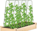 Cucumber Trellis for Raised Bed, 2 Pack 4ft Tall U-Frame, Garden Trellis for Climbing Plants Outdoor, Perfect for Vines, Beans - Green with Netting