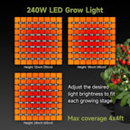 3x3 ft Grow Tent Complete Kit, All-in-One Fan with Activated Carbon Filter, 240W Full Spectrum LED Grow Light, 32"x32"x63" High-Reflective 1680D Diamond Mylar Tent and Smart Controller-1