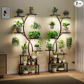 Plant Stand Indoor with Grow Lights 9 Tiered Wood Plant Shelf 62" Tall Plant Stand Metal Frame for Indoor Plants Multiple Flower Pot Holder, Large Plant Rack for Living Room Patio Corner 2 Pack