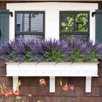 Uieke 6 Bundles Artificial Outdoor Plants UV Resistant Fake Grass Plants Faux Plastic Plants Greenery Shrubs for Home Garden Pathway Window Box Front Porch Spring Summer Decor, Purple