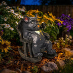 SOWSUN Bully Dog Miniature Garden Statue Solar Bull Dog Decor Outdoor Decoration for Garden Patio Yard Lawn Balcony Ornament, Father's Day Birthday Housewarming Gifts for Man Grandpa, 2.2"x3.35"x4.02