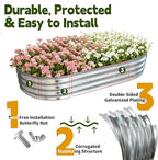 Galvanized Raised Garden Bed Outdoor, Large Raised Bed for Gardening, 6x3x1ft Oval Metal Planter Box for Vegetables, Fruits, Flowers, Silver