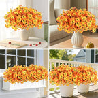 ZAIYW 18 Bundles Artificial Flowers Outdoor Fake Flowers Pansies Faux Artificial Plants for Planter Porch Yard Home Decor (Orange Yellow)