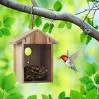 Window Bird House for Outside with Strong Suction Cup, Upgraded See Through Window Birdhouse for Viewing Inside, Wooden Bird Nesting Box for Bluebird Finch Chickadee Outdoors, Best Gift for Kids