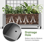Casaphoria Metal Raised Garden Bed with Trellis and Wheels, 72"x35"x16" Planter Box for Climbing Plants, Vegetables & Vines, Features Drainage Holes and Privacy Screen (Gray-Grid)