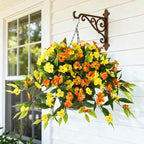 Hommyea Artificial Fake Hanging Flowers Plants Basket for Outdoors Outside Decoration UV Resistant Faux Silk Flowers Look Real Plastic Flowers for Spring Planters Home Porch Patio Garden Decor