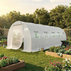 KING BIRD Premium 25x10x6.6FT Greenhouse for Outdoors, Large Walk-in Upgraded Galvanized Metal Frame, Mesh Door Screen Window Improved Zipper Tunnel Hoop for Garden Plant Winter, 2 Stiffeners, White