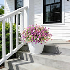 Ammyoo Artificial Fake Plants Flowers for Outdoor Spring Decor, 12 Bundles Faux Silk Mums for Planter Pot Colorful UV Resistant Look Real for Front Door Porch Patio Outside Yard(Purple Pink)