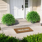 florisso 2 Pack Artificial Boxwood Topiary Trees, UV-Resistant Faux Realistic Greenery Potted Bushes with Pots for Front Door, Porch, Farmhouse, Garden Decor