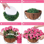 INSPRING Geraniums Artificial Flowers Hanging Basket for Outdoors Outside Spring Decoration, 8 Bundles Silk Flowers Fake Plants Look Real UV Resistant for Porch Home Patio Balcony Yard, Pink