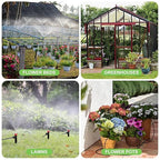 230FT Drip Irrigation System for Garden with 40 Nozzles & Emitters, Garden Watering System with 1/2" & 1/4" Tube and Barbed Fittings - Adjustable Sprinklers Kit for Greenhouse, Lawn, Raised Bed