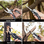 BIBURY Gardening Hand Pruners, 5 in 1 Multitools Folding Scissors 420 Stainless Steel Pruning Shears Bonsai Cutters for Tree Trimmers Secateurs,Garden Scissors,Garden Shears,Clippers for The Garden