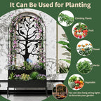 Arched Outdoor Planter Box with Trellis for Climbing Plants, 2 Tiers Metal Privacy Planters for Patio, Tall Raised Garden Bed with Legs, for Vegetables, Fruits, Balcony, 75.2 x 22 x 34.6 Inch, Black