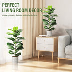 Suntee 2 Pack Artificial Fiddle Leaf Fig Tree, 30" Ficus Lyrata Fake Plants with Pots, Floor Plant Outdoor Faux Plants for Living Room, Corner, Office, Patio, Windowsill Decor