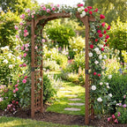 Giantex 7.5FT Wood Garden Arbor Trellis, Wooden Wedding Arch for Ceremony Party, Outdoor Archway Pergola for Climbing Plants, Pathway, Yard, Garden Decor, Easy Assembly (Dark Brown, 63''W x 90''H)
