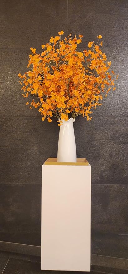 6 PCS Long 36" Artificial Flower Dancing Orchid Stems w Stretching Branches Design & Fake Silk Petals for Indoor Home Decoration Shop Office Decor Floral Arrangement Living Room Garden Party (Orange)